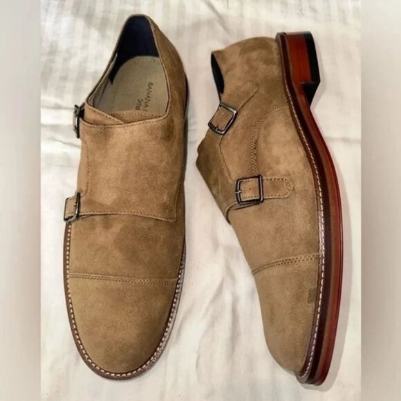 Banana Republic Marden Men\'s Tan Suede Monk Strap Shoes Size 10 New main image 5